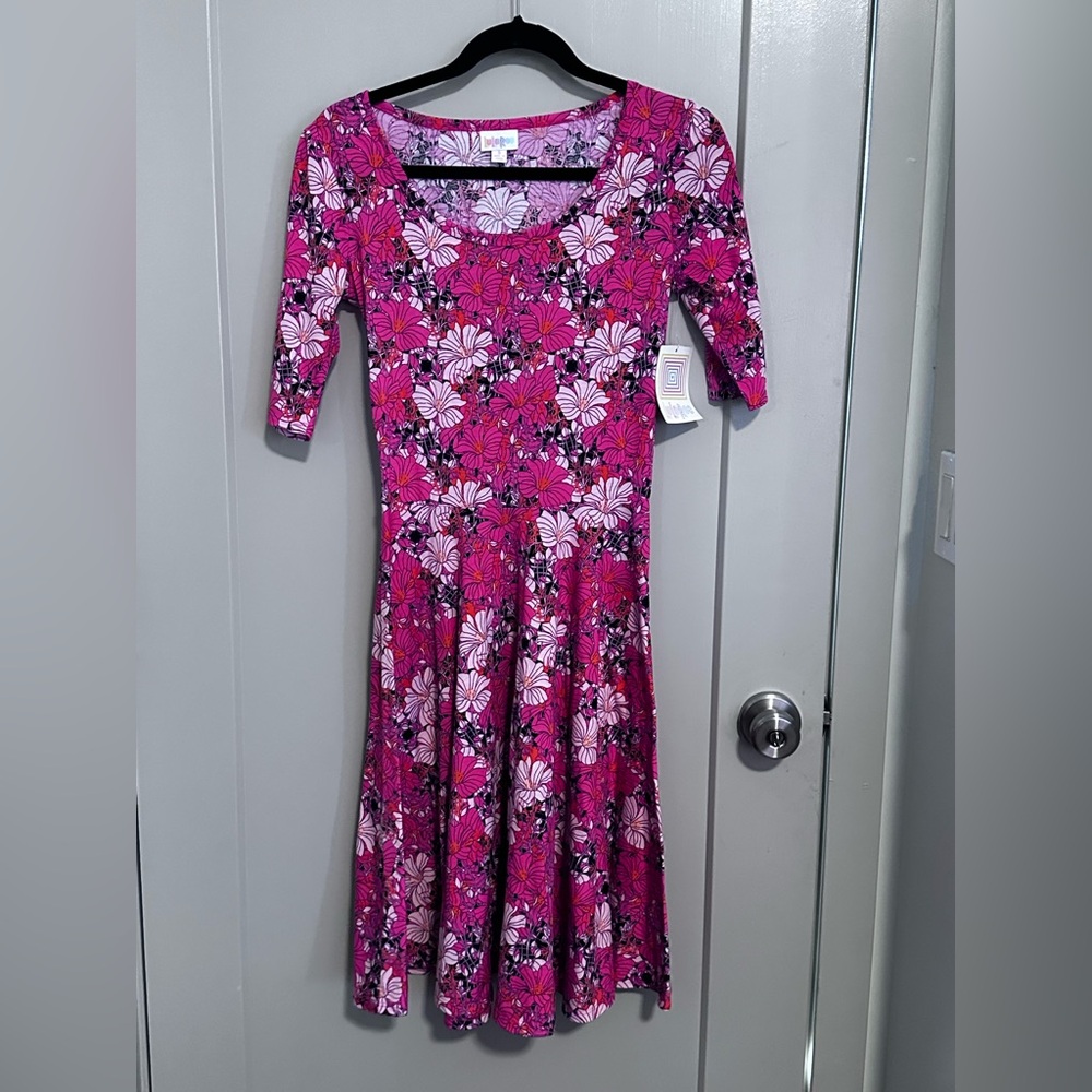 *LuLaRoe Pink Floral Midi Dress